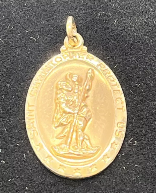 Vintage 14k Gold Filled Theda Saint Christopher Protect Us Charm Pendant 3.5g