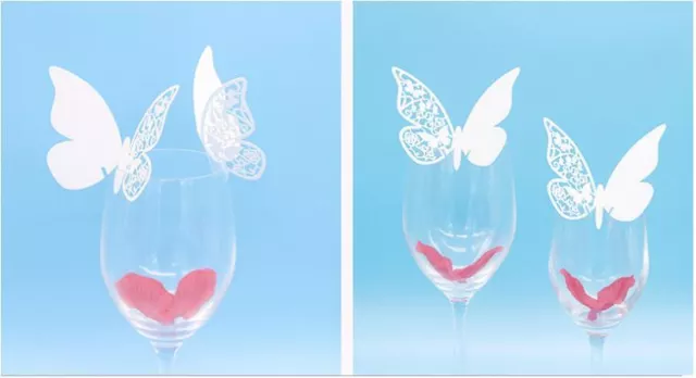 20X Laser Cut Butterfly Wedding Decor Wine Glass Name Place Recognise Tag Card