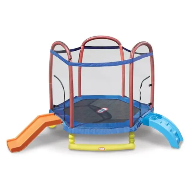 Little Tikes Climb 'N Slide 7' Trampoline with Enclosure, Hexagon, Indoor Outdoo