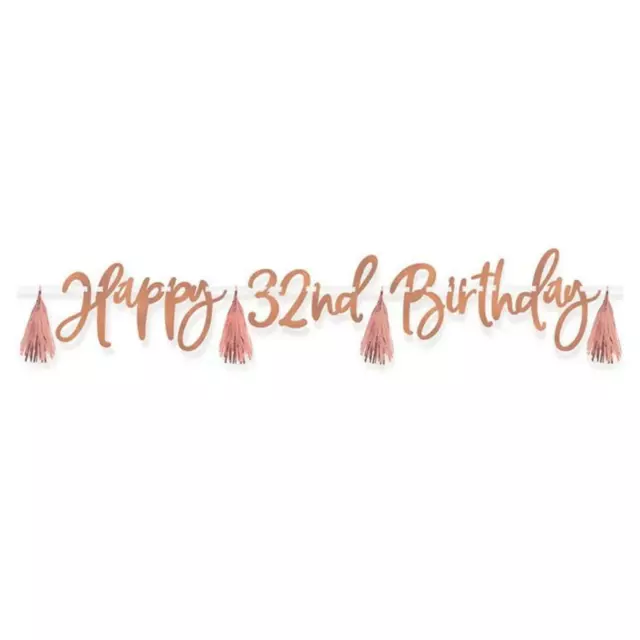 Happy Birthday Personalise Age Letter Banner Garland Party Decoration Rose Gold