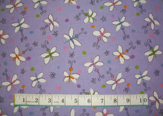 VTintage Cotton Woven Heavier Lavender Fabric With Butterflies  1 Yd x 60"