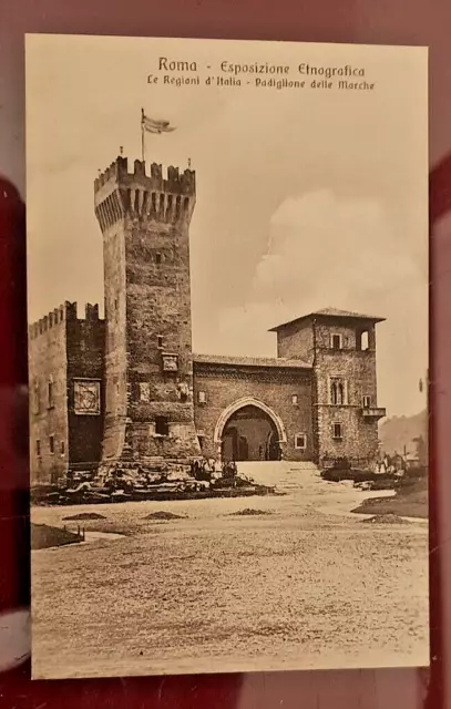 cartolina roma esposizione etnografica le regioni marche f.piccolo