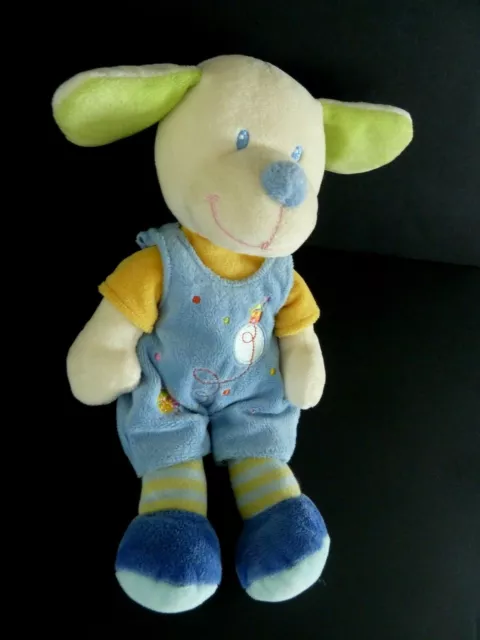 *. DOUDOU PELUCHE MOTS D'ENFANTS CHIEN BLEU VERT JAUNE OISEAU MAISON 25cm NEUF* 3