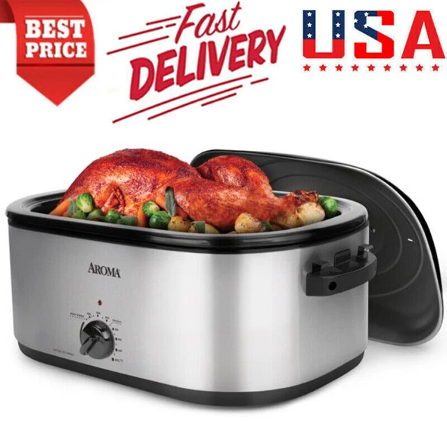 22 QT ELECTRIC Roaster Oven Stainless Steel Slow Cooker with Self