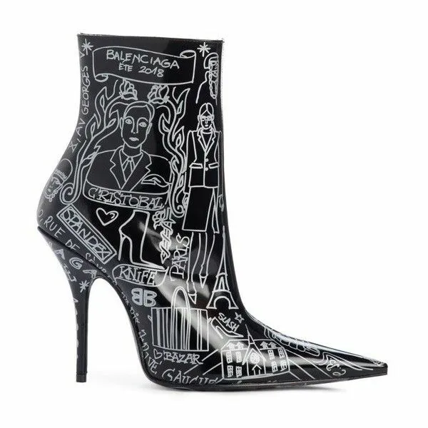Balenciaga 2018 Patent Leather Doodle Booties Ankle Boot Size 35.5 Womens