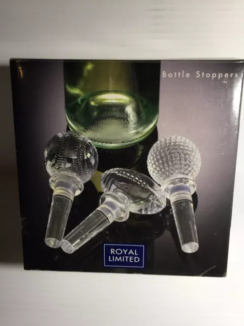 Royal Limited Crystal 3 Bottle Stopper Wine Set