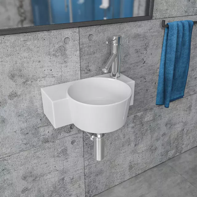 Keramik Handwaschbecken Waschbecken für Gäste WC klein weiß 38x29x12cm KBW263