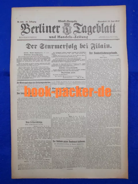 BERLINER TAGEBLATT (23.6.1917): Der Sturmerfolg bei Filain