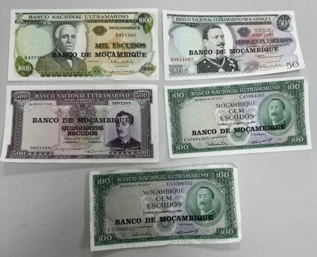 5 X Mozambique Old Banknotes Foreign Currency Paper Money UNCIRCULATED