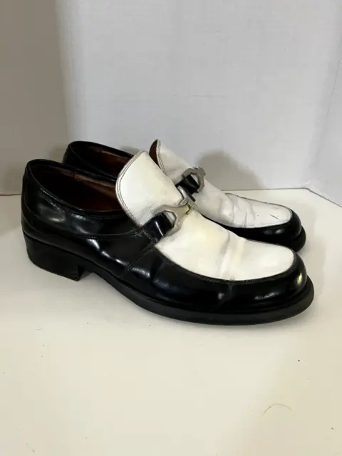 Vintage Leather Aldo Black and White Mens Loafers size 11M, 45EU