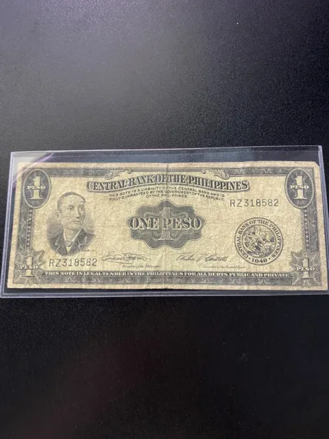 1949 Philippines 1 Peso Note Circ.