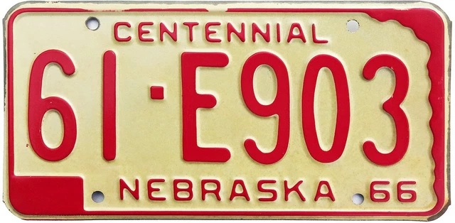1966 1967 1968 NEBRASKA  license plate (GIBBY NOS)