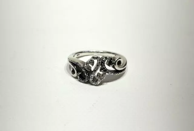 Designer Janes Seymour Sterling Silver Blue and White Diamond Open Heart Ring