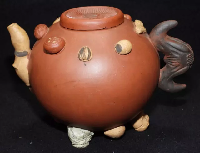 Vintage Chinese Yixing Zisha Teapot Nuts & Seeds Walnut Peanut Figural Pot