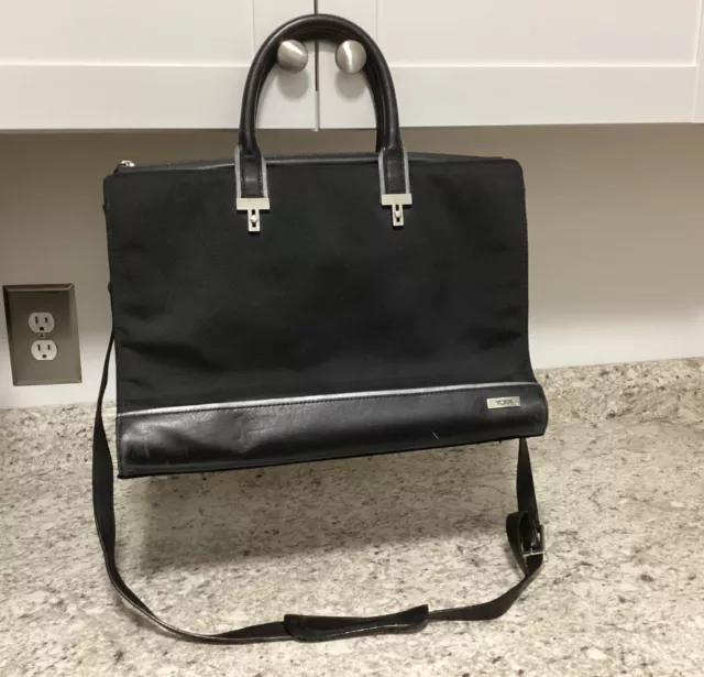 Tumi Elements Ballistic Nylon-Leather Trim Briefcase-Laptop Bag-Black-Women