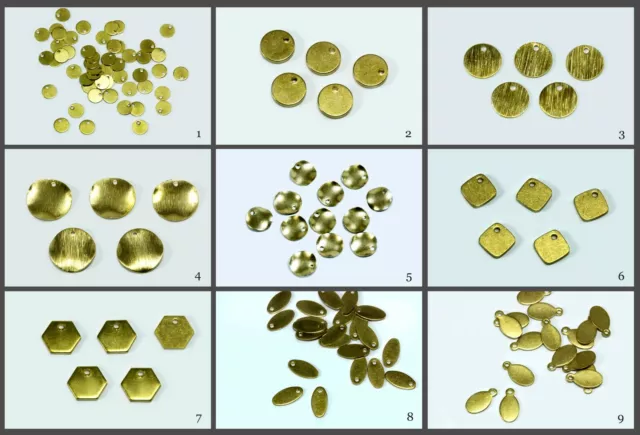 Mini Plättchen aus massivem Roh Messing Anhänger Tags Charms Raw Brass, M-120