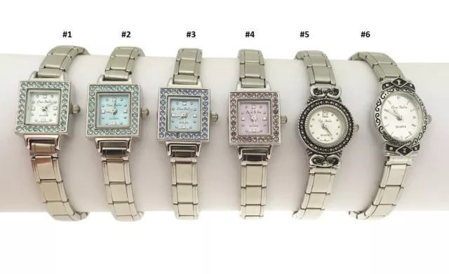 You Pick 9mm Italian Charm Watch Stainless Steel Modular Link Bracelet