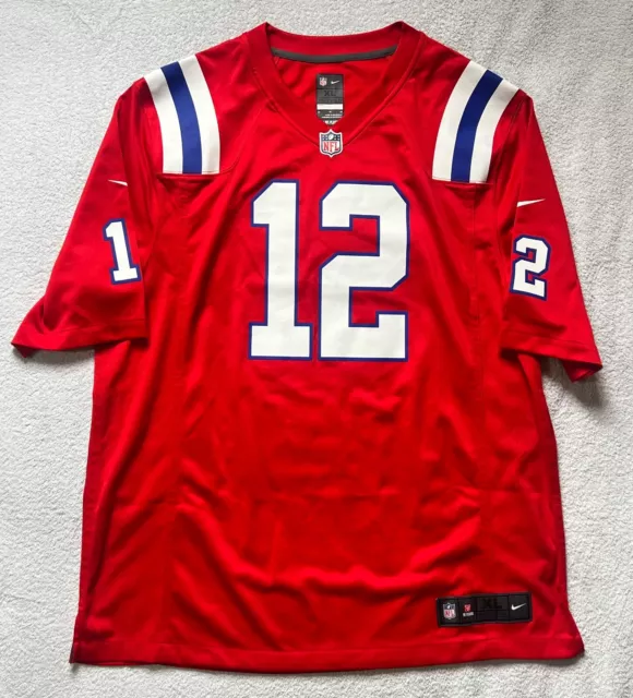 Genuine Official Nike Tom Brady Red Patriots Shirt NFL On Field Football Jersey