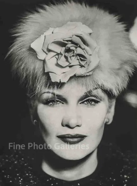 1954 Vintage RICHARD AVEDON Female Fashion Flower Hat Large Duotone Photo Art