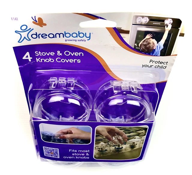 Dreambaby 4 Pack Child Proof Clear Stove Knob Cover Protector For Baby Safety !
