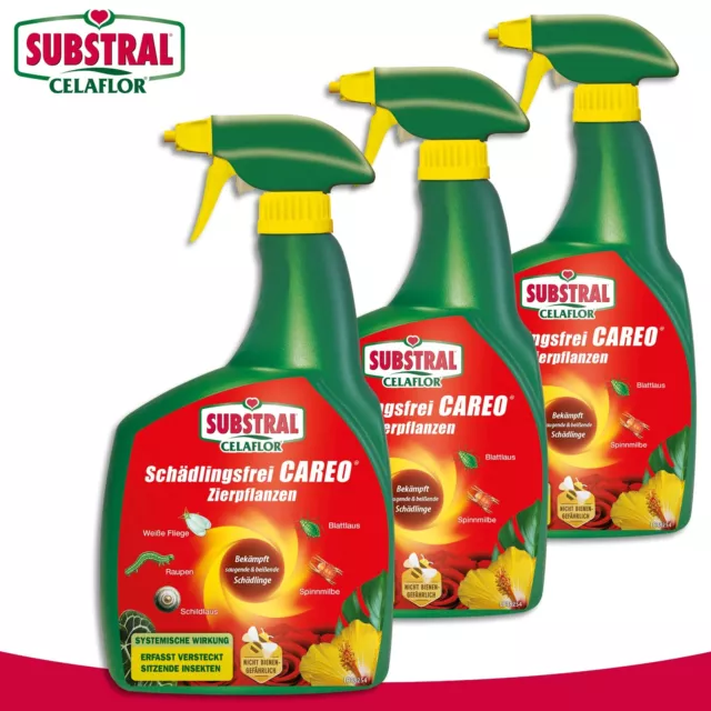 Substral Celaflor 3x 800 ml Schädlingsfrei CAREO Zierpflanzen Blattlaus Spinnmil