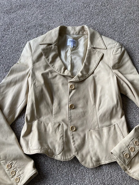 Armani collezioni leather jacket womens deals