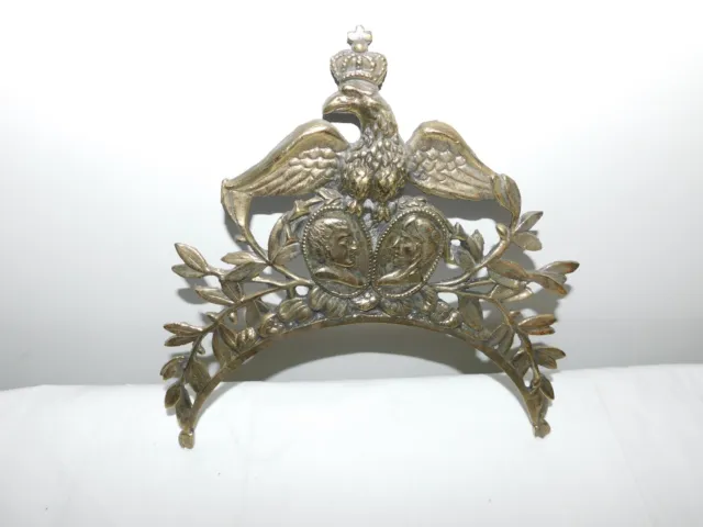 Cast Brass Morbier Clock Crown Eagle Crest, 10 3/8" Wide