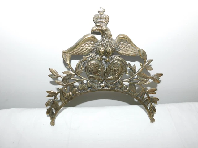Cast Brass Morbier Clock Crown Eagle Crest, 10 3/8" Wide Cast Brass Morbier Clock Crown Eagle Crest, 10 3/8" Wide
