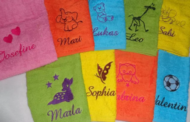 Kinder Handtuch Kinderhandtuch mit Namen und Motiv bestickt Geschenk Kiga