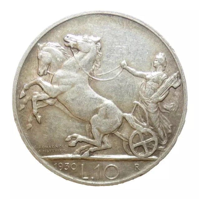 ITALIE ITALIA 10 LIRE 1930 BIGA VITT. EMANUELE III - Silver ITALY RARE