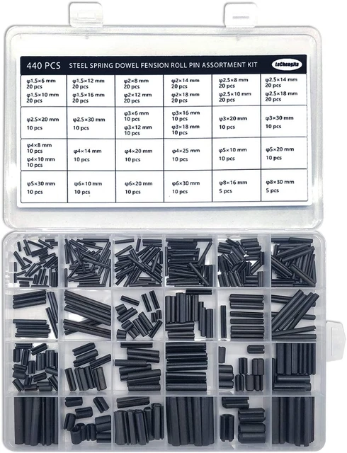 Set assortimento spille a molla scanalate tassello molla diviso in acciaio 440 pz