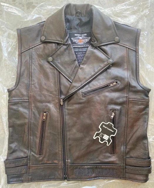 Gilet En Cuir De Vache Harley-Davidson - Taille L, Motif Willie G Skull, Neuf Avec Certification CE