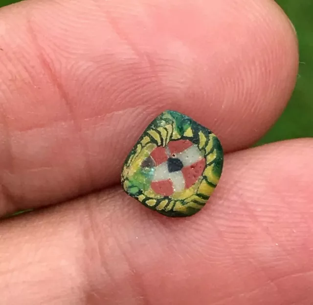 Rare Ancient Roman Mosaic Glass Bead 1000-2000+ 7.5X2Mm #B196