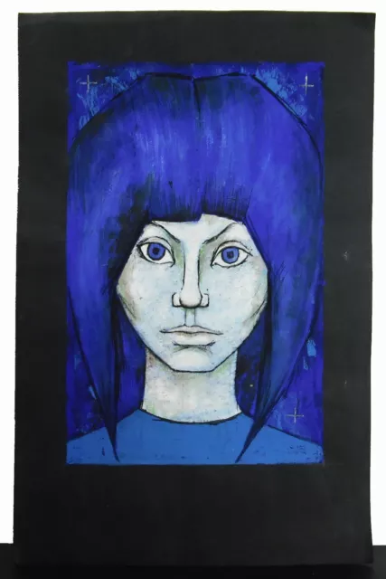 Dorada Cruz, Retrato De Joven Mujer Moderno Abstracto Estilo c1980 Young Woman