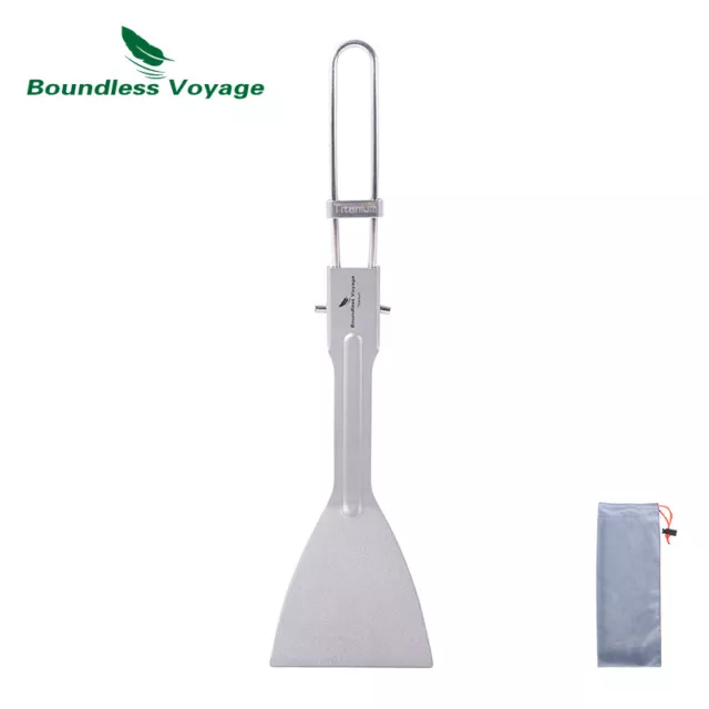 Titanium Spatula Frying Shovel with Folding Handle Food Turner for Camp Kitchen