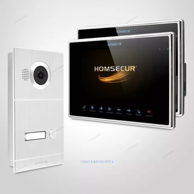 HOMSECUR 7" Système Interphone Portier Vidéo avec Caméra Argentée