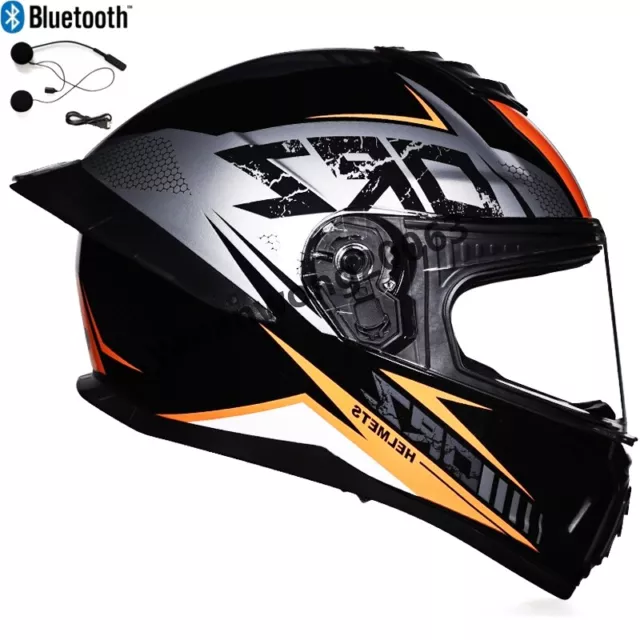 DOT Bluetooth Full Face Motorcycle Helmet Motorbike Color Lens Motorcross Helmet