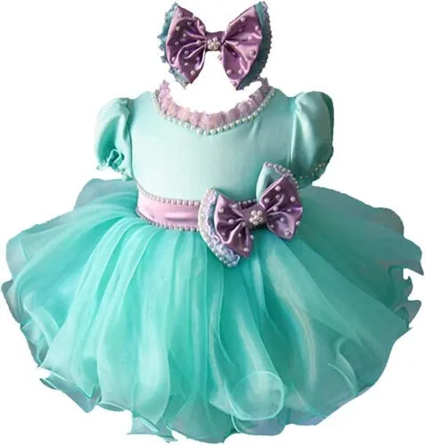 G214-3 Infant Toddler Baby Newborn Little Girl's Pageant Party dress 9-12Months