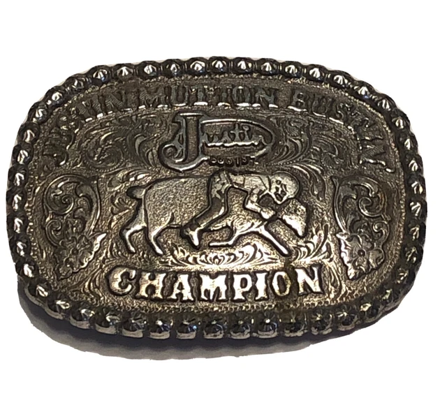 VINTAGE JUSTIN BOOTS Mutton Bustin’ Champion Belt Buckle $15.99 - PicClick