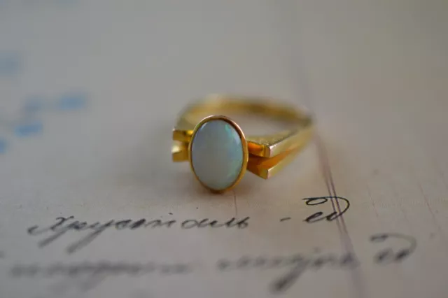 VINTAGE 14K YELLOW Gold and Fire Opal Ring 4.9 Gr Retro $345.00 - PicClick