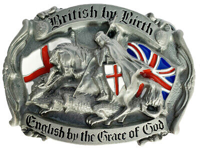 Belt Buckle BRITISH BY BIRTH English by the Grace of God by Dragon Designs