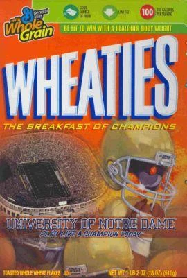 Wheaties University Of Norte Dame Cereal Box