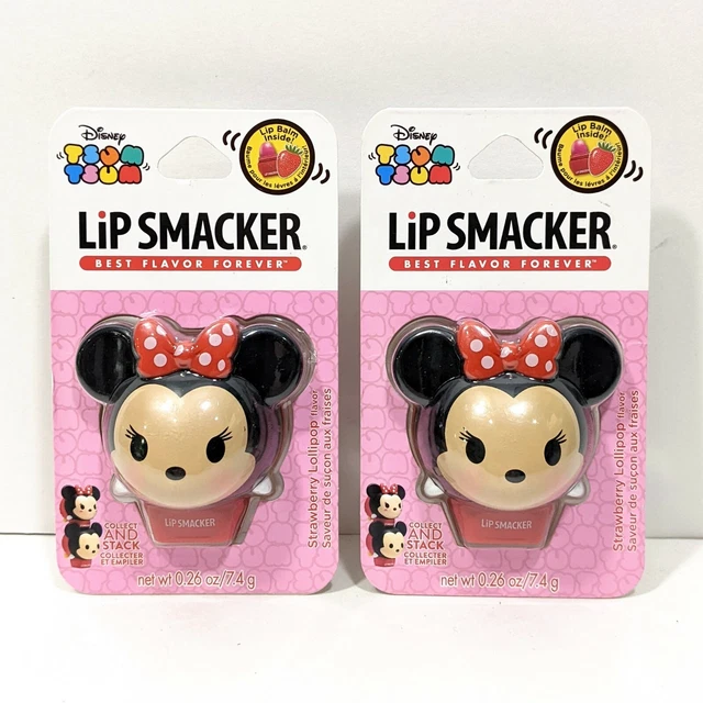Lot of 2 LIP SMACKER Disney Tsum Tsum Lip Balm Minnie Mouse Strawberry Lollipop