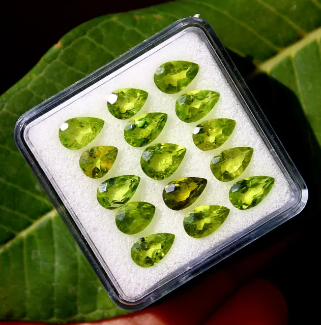 15 pièces de péridot vert vif naturel de qualité supérieure, pierres...