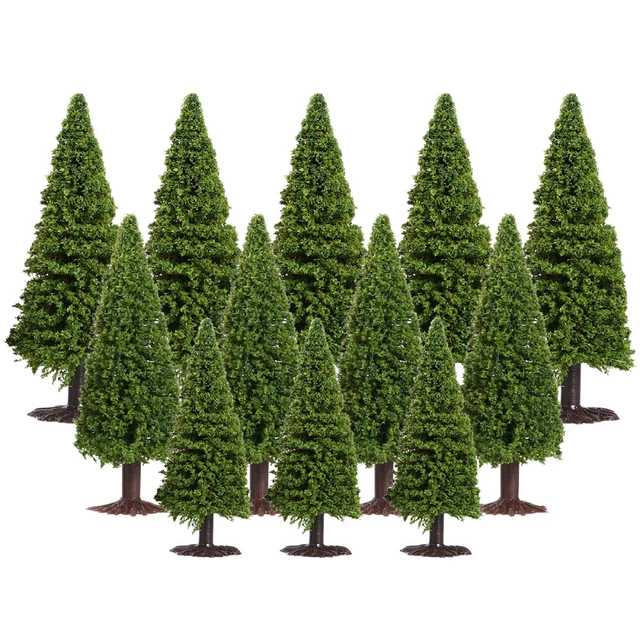 15pcs Green Rainforest Model Trees for Railroad Scenery