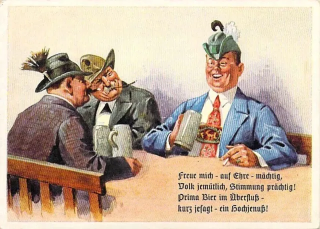 Scherz AK Bayern Bier Trachten Stammtisch Ansichtskarte um 1940