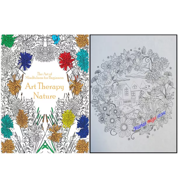 A4 Art Therapy Nature Adult Anti-Stress Mindfulness Colouring Book For All Ages