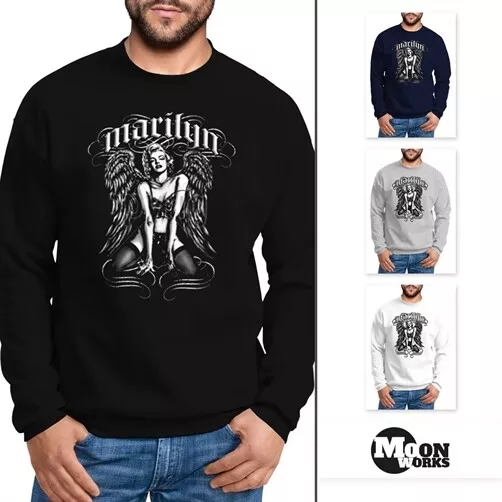 Sweatshirt Herren Marilyn Monroe Engel Flügel Rundhals-Pullover Moonworks®