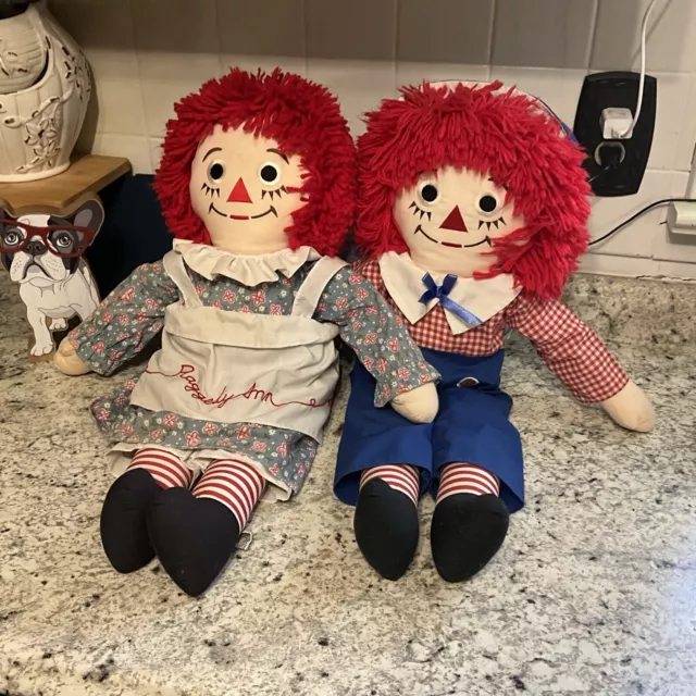 Large 24" Vintage RAGGEDY ANN & ANDY DOLLS by Applause Johnny Gruelle