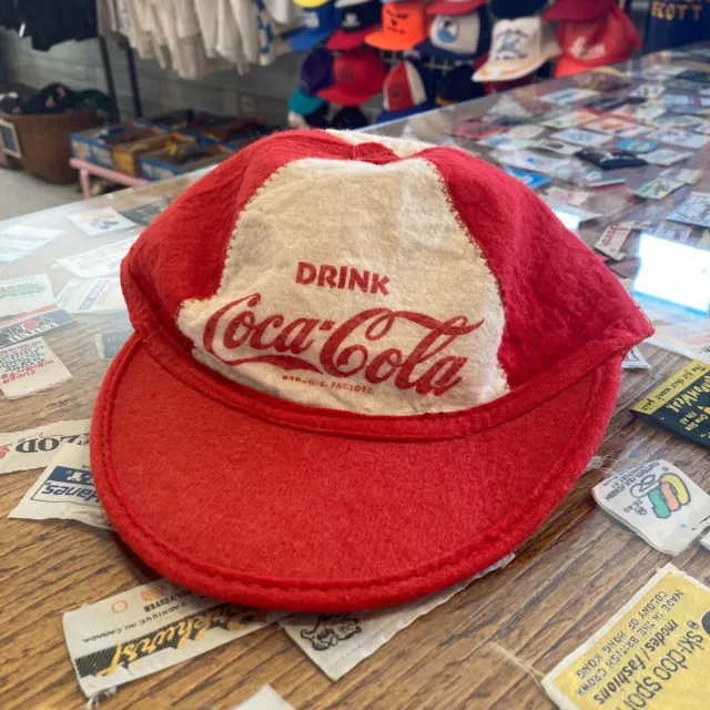 Vintage 1950s Drink Coca-Cola Promo Advertising Coke Wool Baseball Cap Hat